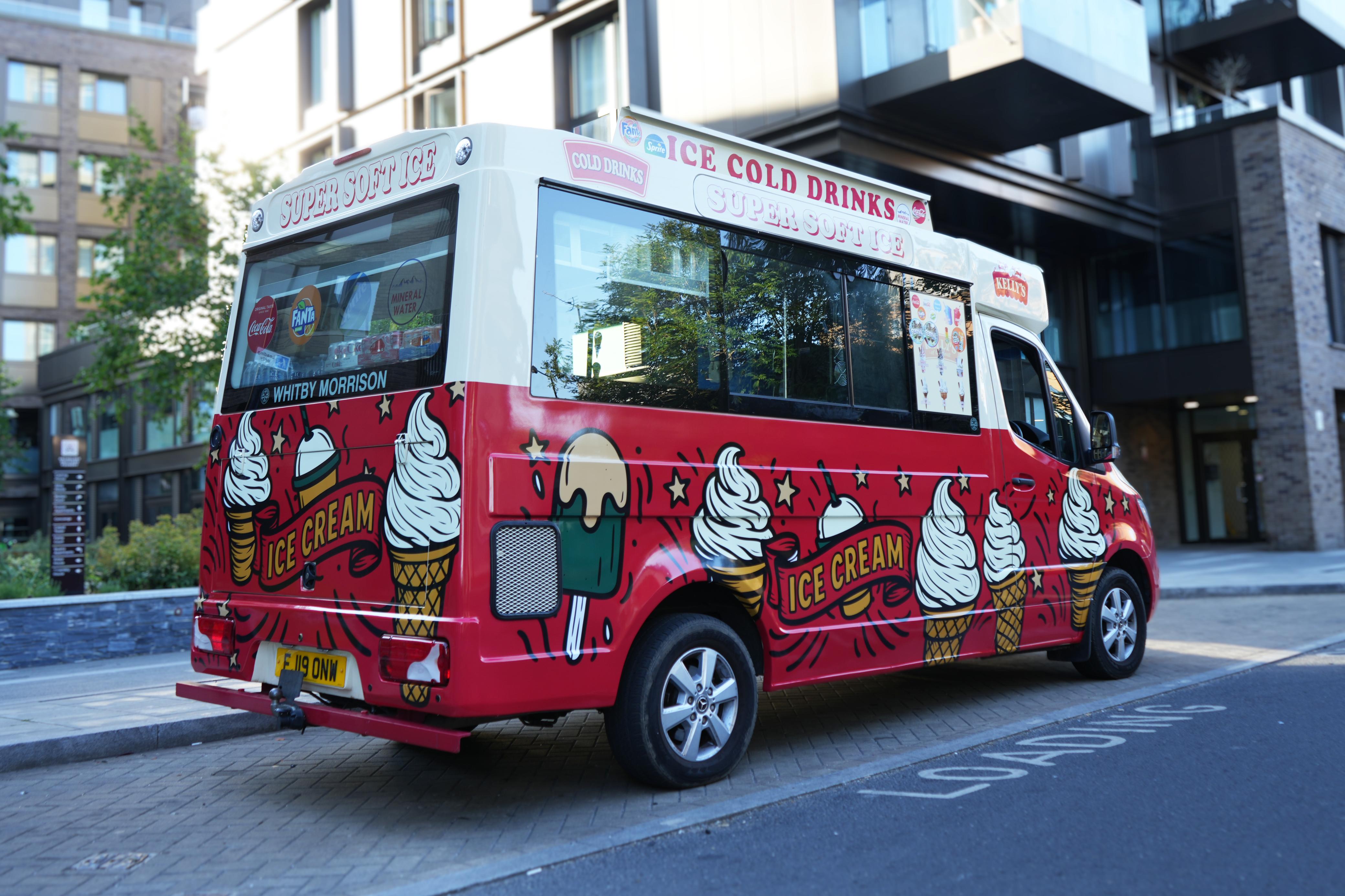 Red ice cream van rear serving window